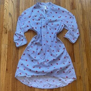 PerSeption Concept Blue and Red Striped Watermelon Print Shirt Dress
